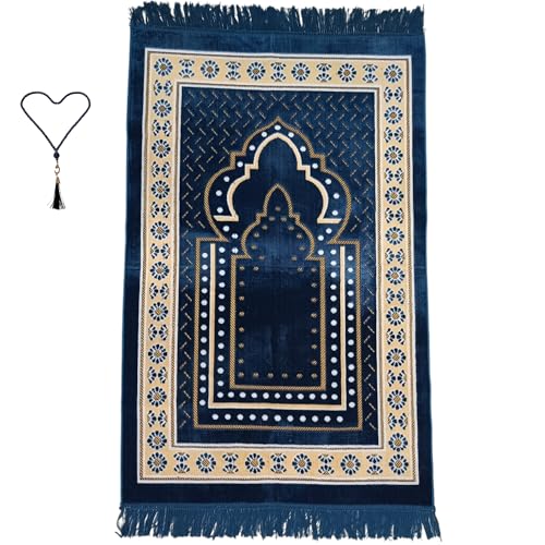 Tapete de Oración en Terciopelo Azul 70x110 cm miniatura 7