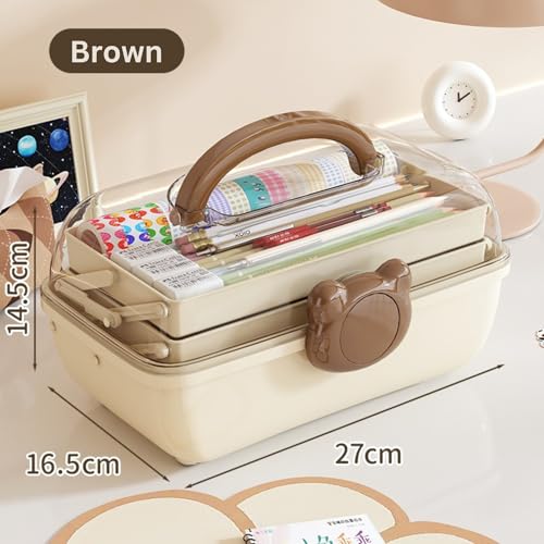 Image of KiZY Girl Kid Hair Accessories Storage Box | Hair Ties-Clips, Bow-Ribbon-Headband, Jewelry Organizer | Portable Case | Available in Multiple Design-Color. (Pack of - 1, Kid Brown)