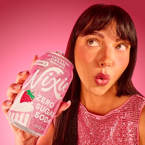 Image of Nixie Organic Zero Sugar Soda, NEW Strawberry Cream, Healthy Soda Pop, Non-GMO, 0 Sugar, 0 Calories, Caffeine Free, 12oz Cans (12 Pack)