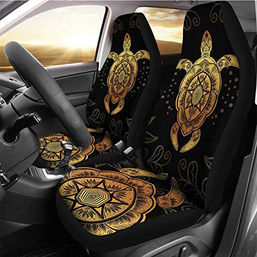 Toaddmos Tribal Gold Sea Turtle Print 2 Pcs Car Seat Covers Front Seat Only,Soft Comfortable Bucket Seats Protectors Car Accessories Universal Fit For Cars Suv Truck #TOP1