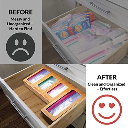 Home Euphoria Bamboo Bag Organizer For Drawer - Plastic Bag Organizer For Drawer, Kitchen Drawer Organizer, Storage Bag Organizer, Drawer Baggie Organizer, Organizer Box For Drawer #TOP3