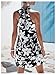 Floerns Women's Sleeveless Floral Print Sundress Halter Neck A Line Short Dress Black X-Small