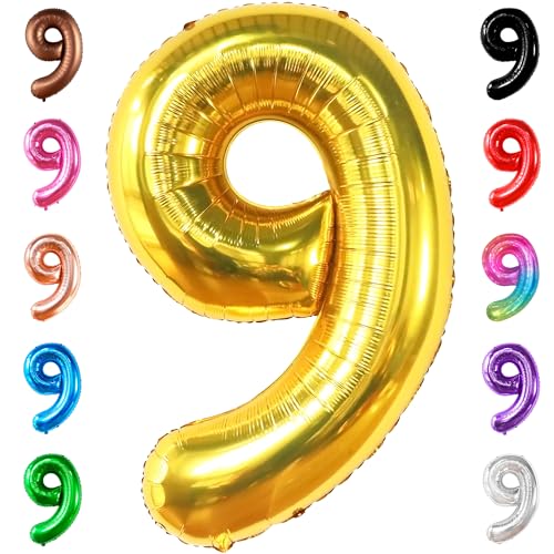 Image of KatchOn Gold Number 9 Balloon 40 Inch, Foil 9 Birthday Balloon