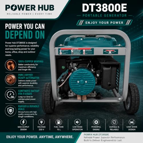 Image of POWER HUB DT3800E-3000 WATTS OR 3KW POWERED SELF START GENERATOR FOR HOME AND COMMERCIAL USE|HEAVY DUTY PREMIUM SERIES|1 YEAR FULL WARRANTY AND LIFE TIME SPARES SUPPLY