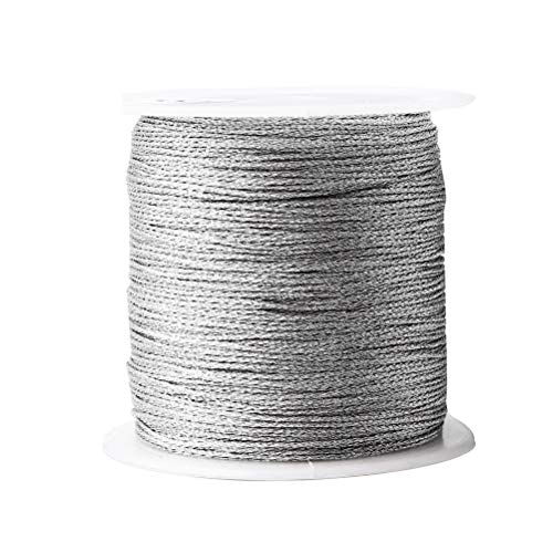 Image of 218 Yards /656 Feet Metallic Cord, 2 Spool Metallic Thread Silver Jewelry Thread Silver Craft String Tinsel String Craft Making Cord(0.5mm)