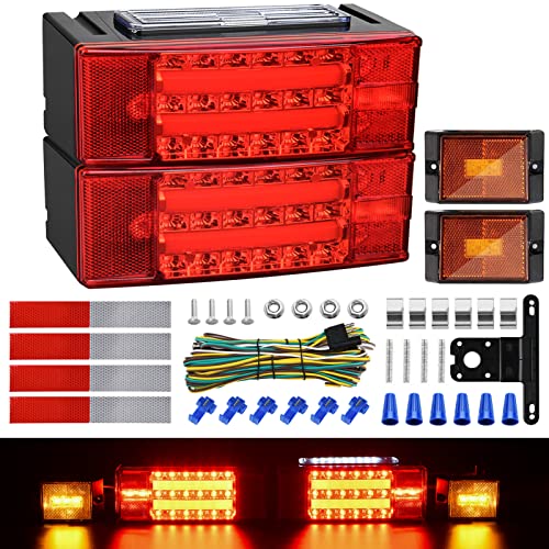 Kohree Boat Trailer Lights Led Waterproof Submersible Kit, Super Bright 12V Led Utility Brake Turn License Tail Lights, With Wiring Kit & 2 Marker Lights For Rv Truck Snowmobile Under 80 Inches #TOP26