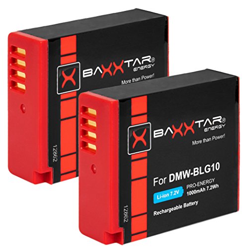 Baxxtar Pro - 2X (1000mAh) Batería para Panasonic DMW BLG10 E - para Panasonic Lumix DC LX100 II GX9 TZ200 TZ90 DMC TZ100 TZ80 GF3 GF5 GF6 GX7 GX80 LX100 S6 etc.