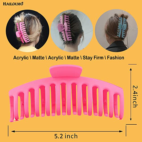 Hailoumo Large Hair Clips 5.2 Inch Extra Large Claw Clips For Thick Hair 4Pcs Hair Clips For Women Thick Hair Pink, Orange, Green, Black #TOP2