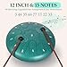 Handpan Drum, 15 Notes 12 Inch Steel Tongue Drum with Music Book Tongue Drums Gift Rain Drum Mallet, and Carry Bag(Malachite, 12 Inch)