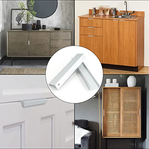 Biaungdo 150Mm/5.9" Finger Edge Tab Pull Handles, Aluminum Concealed Handle Tab Pulls Finger Edge Pull Cabinet Handles For Drawer Door Cabinet, Matte Silver - Pack Of 12 #TOP6