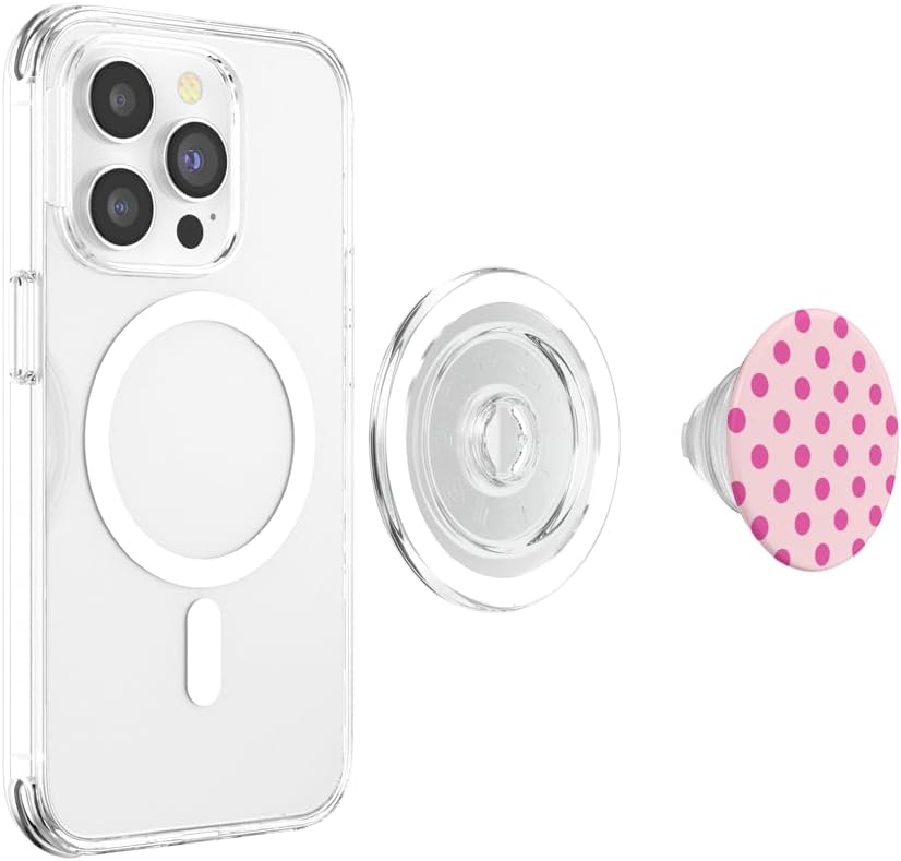 Pink Polka Dot Pattern For Women And Girls Cute Polka Dots PopSockets MagSafe PopGrip for iPhone