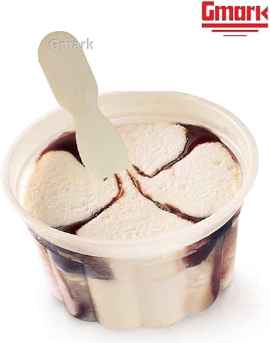 Miniatura 4 de Gmark Cucharas de madera para helado, 100 unidades, cucharas de degustación, palitos de helado de 3 pulgadas, perfectas para degustación, muestreo,