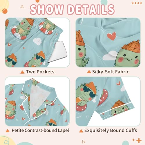 Cute Dinosaur Cloud Heart Pajamas Set Soft Pjs Sets 2 Piece Short Sleeve Sleepwear Casual Loungewear3