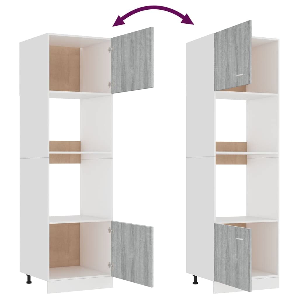 vidaXL Meuble Micro-Ondes Lyon Gris Sonoma 60 x 57 x 207 cm Bois