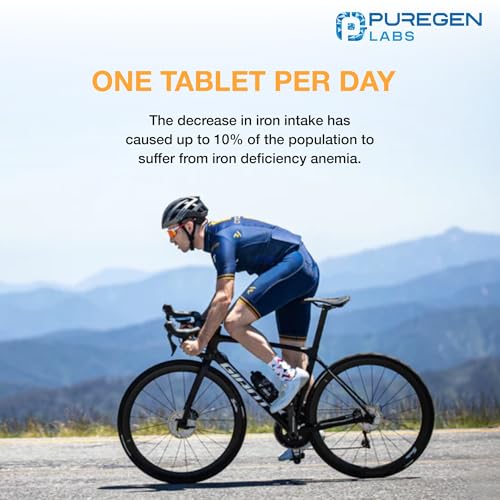 Image of Puregen Labs Iron 65mg - High Potency Iron Supplement | No Artificial Color Additives - Total 400 Tablets