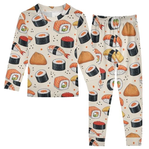 Pajama Sets Long Sleeve Japanese Sushi Yummy Food Soft Comfy Sleepwear 2 Piece PJS 3-8T