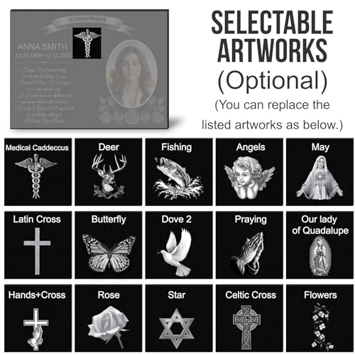 Image of ADFSTONE 16x12 Custom Granite and Marble Grave Markers for Cemetery, Headstones for Graves, Grave Stones Monuments, Memory Plaques for Loved Ones, Porcelain Portrait Headstone Picture Plaques