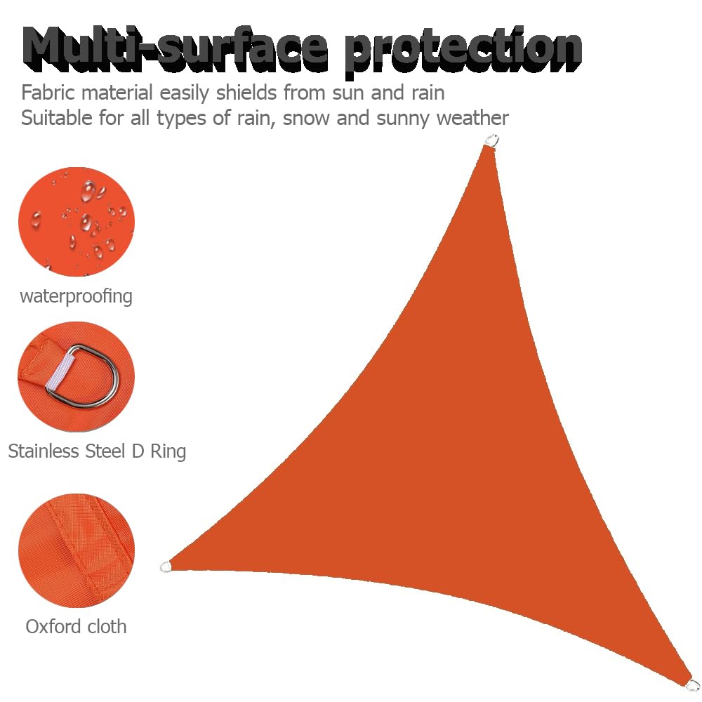 Toldo Vela De Sombra Triangular 6x6x6m Impermeable Toldo Protección Rayos 98％ UV,Adecuado para Jardín, Terraza, Exterior, Cenador Naranja