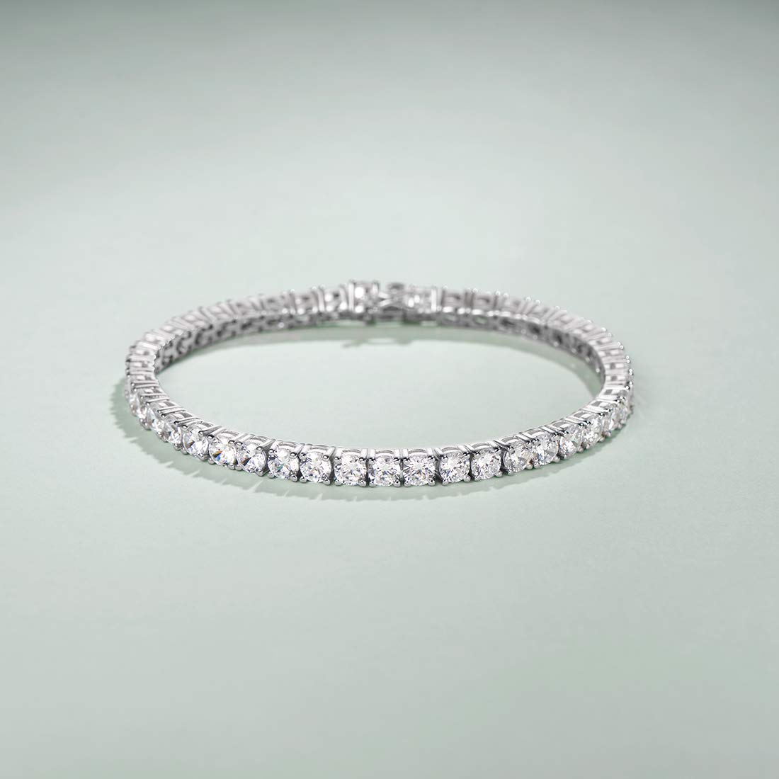 Bracelet Geburtssteinarmband Sterling Silber Edelstein Tennisarmbänder fein Schmuck Hochzeit Braut Abschlussball Geburtstagsgeschenk für Frauen, Länge 7,2 Zoll Breite 4mm Jewelry