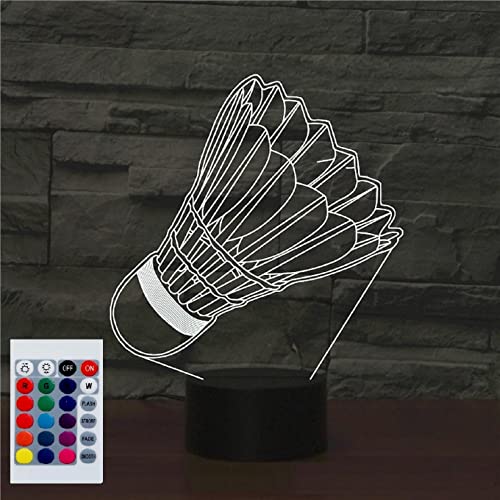 SUPERHONGJIHAO Nachtlicht für Kinder, 3D-Badminton-LED-Lampe mit Fernbedienung, 16 Farben, Weihnachten, Geburtstagsgeschenk für Kinder SUPERHONGJIHAO Nachtlicht für Kinder, 3D-Badminton-LED-Lampe mit Fernbedienung, 16 Farben, Weihnachten, Geburtstagsgeschenk für Kinder