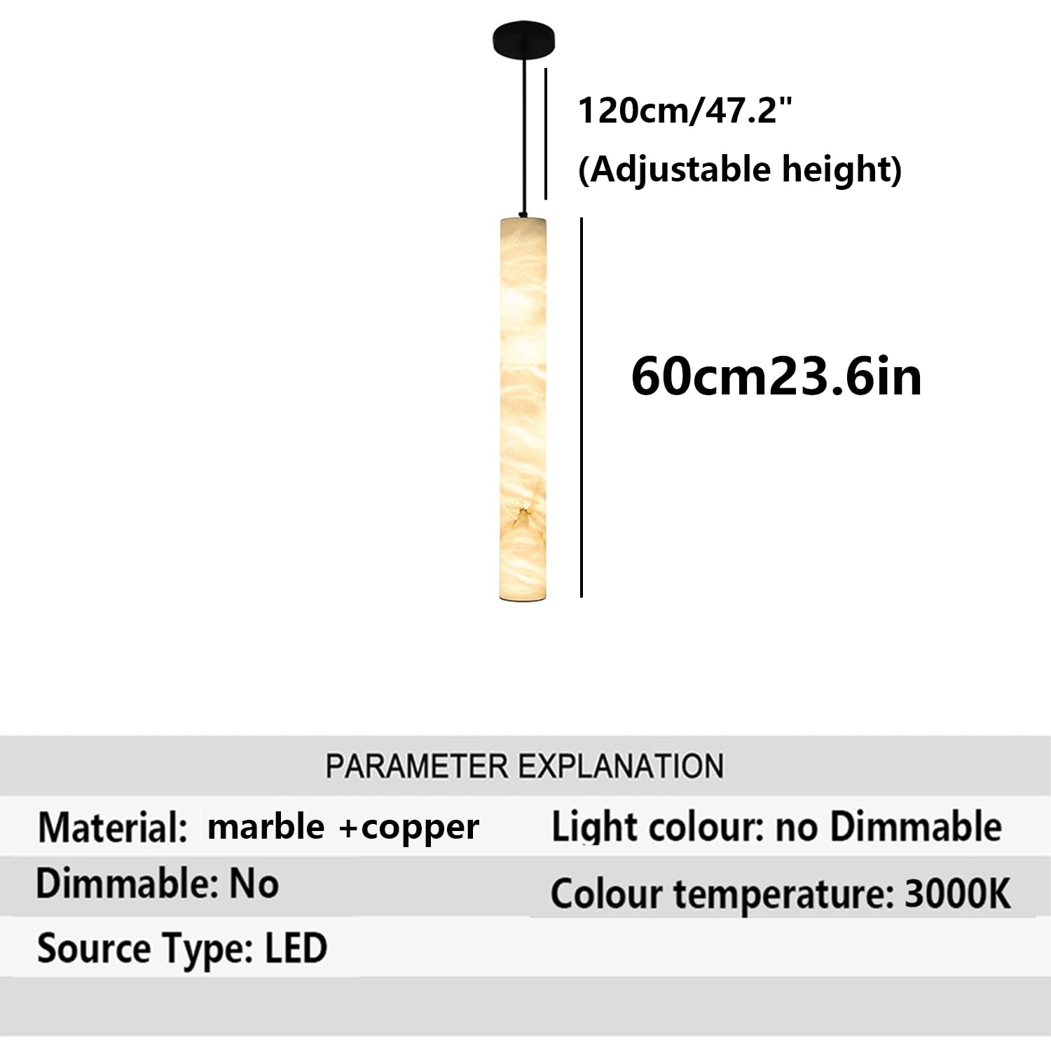Lampadario a sospensione in marmo naturale a luce calda