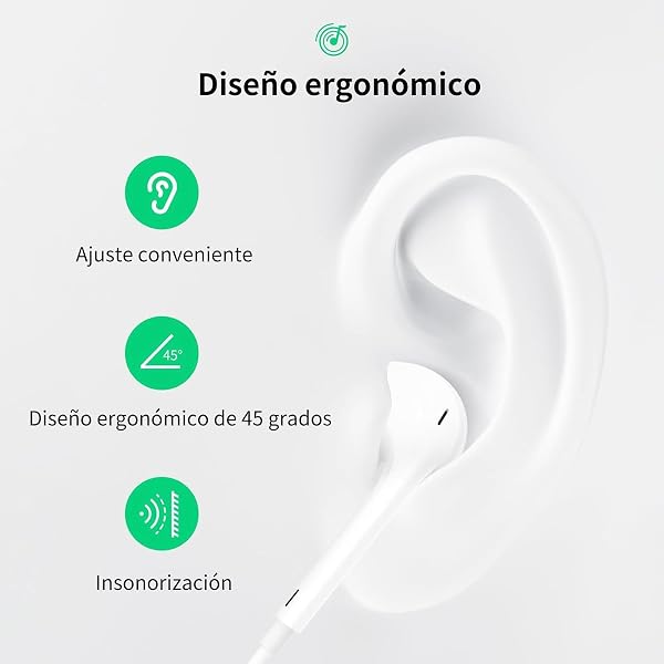 XIANGBIN Auriculares para iPhone,Cascos Cable con Aislamiento de Ruido Soporte Control de Volumen de Llamadas,Compatible con iPhone 11/12/13/14/X/XS/XR/8/7 Plus,Soporta Todo el Sistema iOS - 3