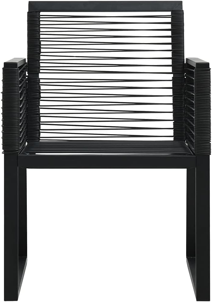 vidaXL Set of Two Black PVC Rattan Patio Chairs – Modern, Weather-Resistant Design for Outdoor Use, Patio, Deck, Garden, Comfortable Seating with Armrests