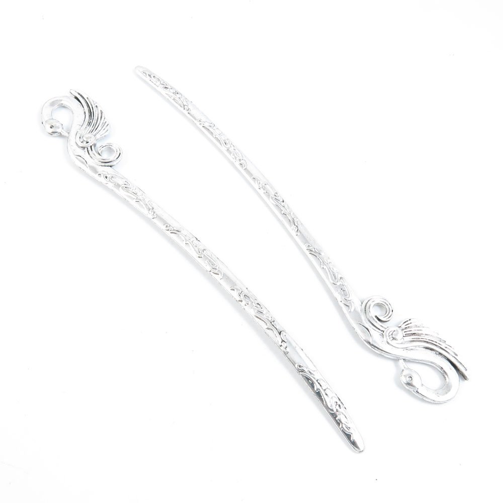 10 Pieces Antique Silver Jewelry Making Supply Charms Findings P5YM2 Swan Bookmark Hair Sticks