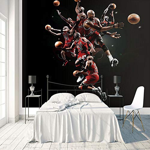 SUUKLI Muurschildering - 3D-print basketbalspeler behang muurschildering zelfklevende niet-geweven foto muurschildering… - Afbeelding 4