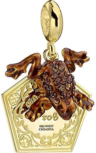 Harry Potter Sterling Silver Gold Plated Chocolate frog Slider Charm Embellished with Swarovski® Crystals by The Carat Shop