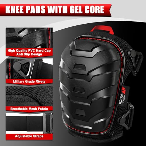 Freekyrock Professional Knee Pads For Men Women, Gardening Knee Pads Construction For Work With Heavy Duty Cap And Durable Straps, Adult Soft Knee Pads With Red Sturdy Stitching, Safety thumb #4