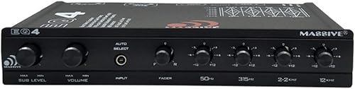 Miniatura 3 de Massive Audio EQ4  Ecualizador de audio para automóvil de 4 bandas - Ecualizador en el tablero con control de subwoofer, controlador de línea de 8 V