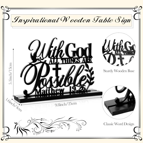 Image of Geetery Inspirational Table Centerpieces Wooden Religious Inspirational Home Decoration Motivational Blessed Table Decor for Home Kitchen Office Faith Christian Gifts Supplies Decor(Possible)