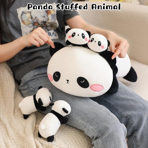 Image of TOYSYM Panda Stuffed Animal Cute Panda Plush Pillow with 4 Baby Plushies in Her Tummy, Soft Cotton Stuffed Animals Toy Gifts for Kids