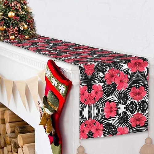 Chemin de table de Noël hibiscus rouge 152 cm pour sublimer une table vide sans effort - 7