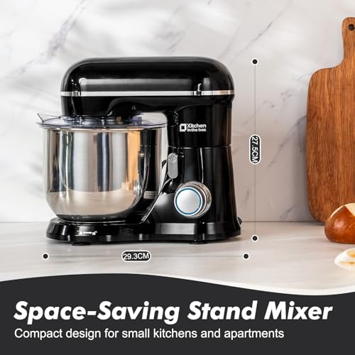 Image of Kitchen in the Box Stand Mixer, 3.5 QT Small Kitchen Electric Stand Mixers, 10-Speed Portable Lightweight Dough Mixer for Daily Use with Egg Whisk, Dough Hook, Beater (Black)