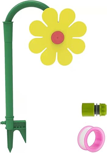ZGMJ Crazy Daisy - Aspersor de jardín con forma de margarita, rociadores giratorios de flores solares de 720 para patio, divertidos rociadores de