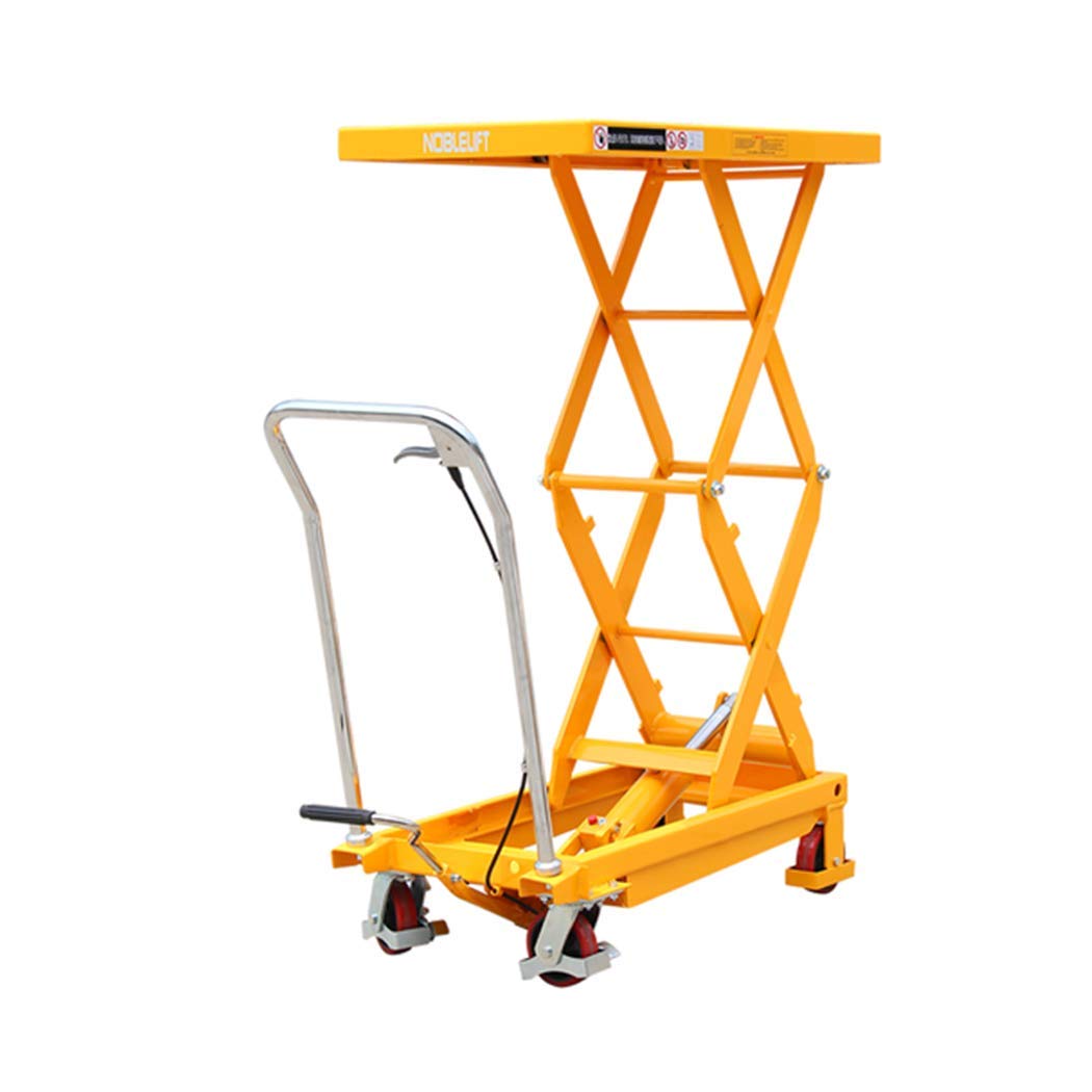 Plataforma de elevación hidráulica de tijera manual, carros de transporte de material móvil, 500 kg, rueda fija de 360 grados (905 mm x 500 mm x 2000 mm)