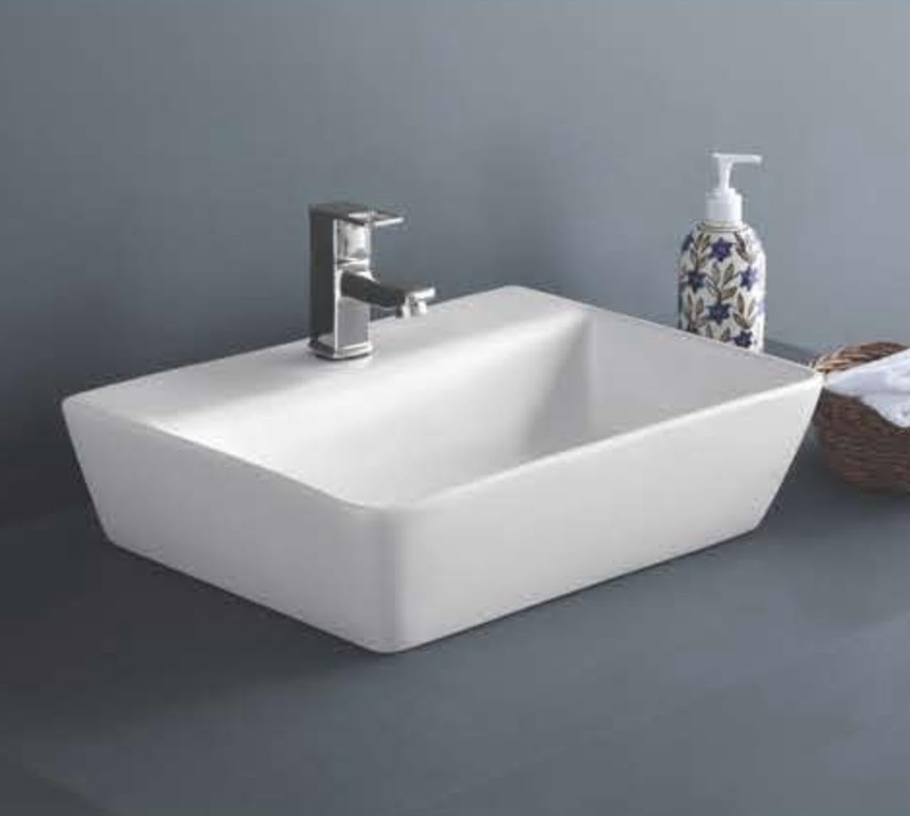 Nexa Bathware Ceramic white Wash Basin | Luxurious Wash basin Table Top Bathroom Sink Wash Basin Super White Colour With Glossy Finishing (18.5 x 14 x 5 INCH) ROAD (B0CVSBGY8Y) Amazon Price History, Amazon Price Tracker