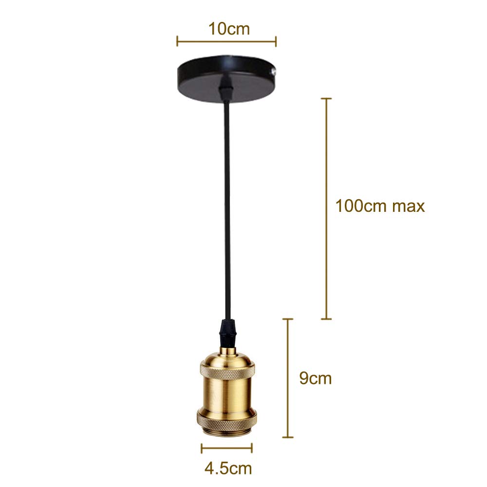 iDEGU 5 Stück Vintage Metall Pendelleuchten, Retro Edison Hängelampe E27 Lampenfassung Deckenfassung Lampe Sockel Fassung DIY Lampe Zubehör (5er, Messing)