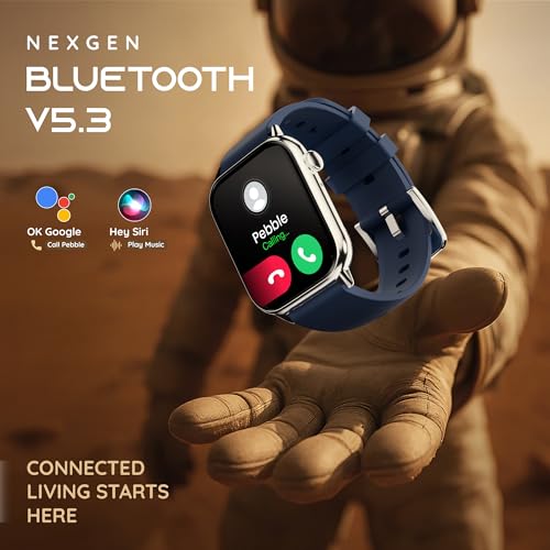 Image of Pebble Cosmos Ultra 2.0 Smartwatch for Men & Women 1.91 inch Infinite Display, Bluetooth Calling, Sleek Ultra-Thin Design Fitness & Sleep Monitor Works with Android & iOS - Ocean Blue