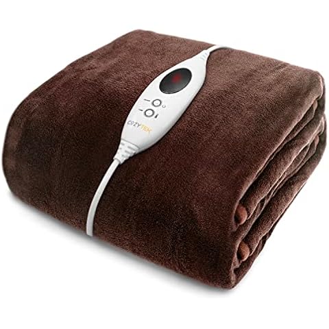 Cozytek Luxurious Electric Throw Heated Throw Blanket, Large Soft Fleece Heated Blanket Throw, Large Heated Electric Blanket Overblanket with Timer 9 Control Heat Settings 180cmx130cm Cover