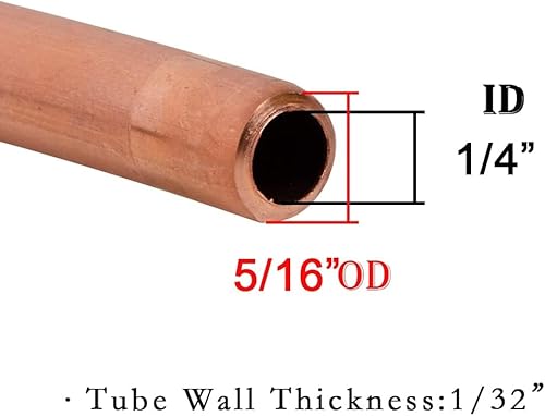 Miniatura 2 de Quickun Tubo de cobre de 14" ID × 516" OD (0.236-0.315 in) Tubería redonda sin costura (3.28 pies)