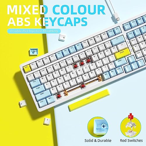 Image of Ajazz Mechanical Gaming Keyboard,Hot Swappable Mechanical Keyboard with Numeric Pad,Compact USB Wired Keyboard 100 Keys Double-Shot ABS Keycaps,N-Key Rollover RGB Custom Keyboard for PC Mac(MX Red)