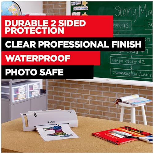 Scotch Thermal Laminating Pouches, 200 Count, Clear, 3 mil., Ideal Office or School Supplies, Fits Letter Sized Paper (8.9 in. × 11.4 in.)