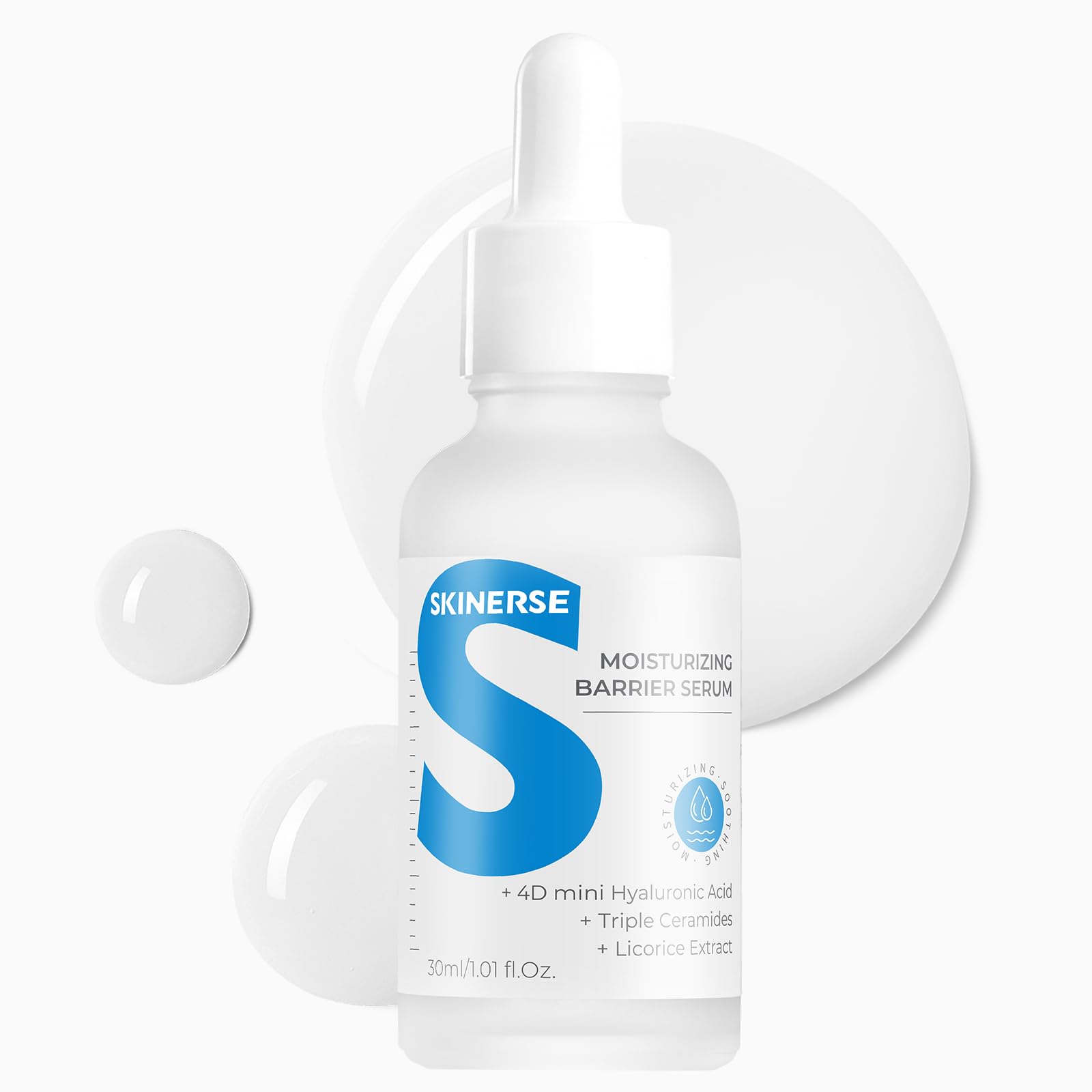 SKINERSE Moisturizing Barrier Serum, 4D Hyaluronic Acid Serum for Face with Vitamin B5 and Ceramides, Anti-Aging Hydrating, Plump and Repair Dry Skin,
