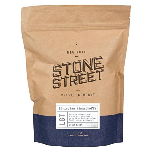 Stone Street Gourmet Coffee, Ethiopian Yirgacheffe, Single Origin, Fresh Roasted Coffee Beans, 1 LB Whole Bean, Light Roast