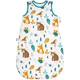 Luchild Saco de dormir para bebé, 1,5 tog, 100% algodón, saco de dormir para niños y niñas, animales del bosque, 66 cm