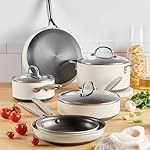 Anolon Achieve Hard Anodized Nonstick Cookware Pots and Pans Set, 9 Piece - Cream - Image 2
