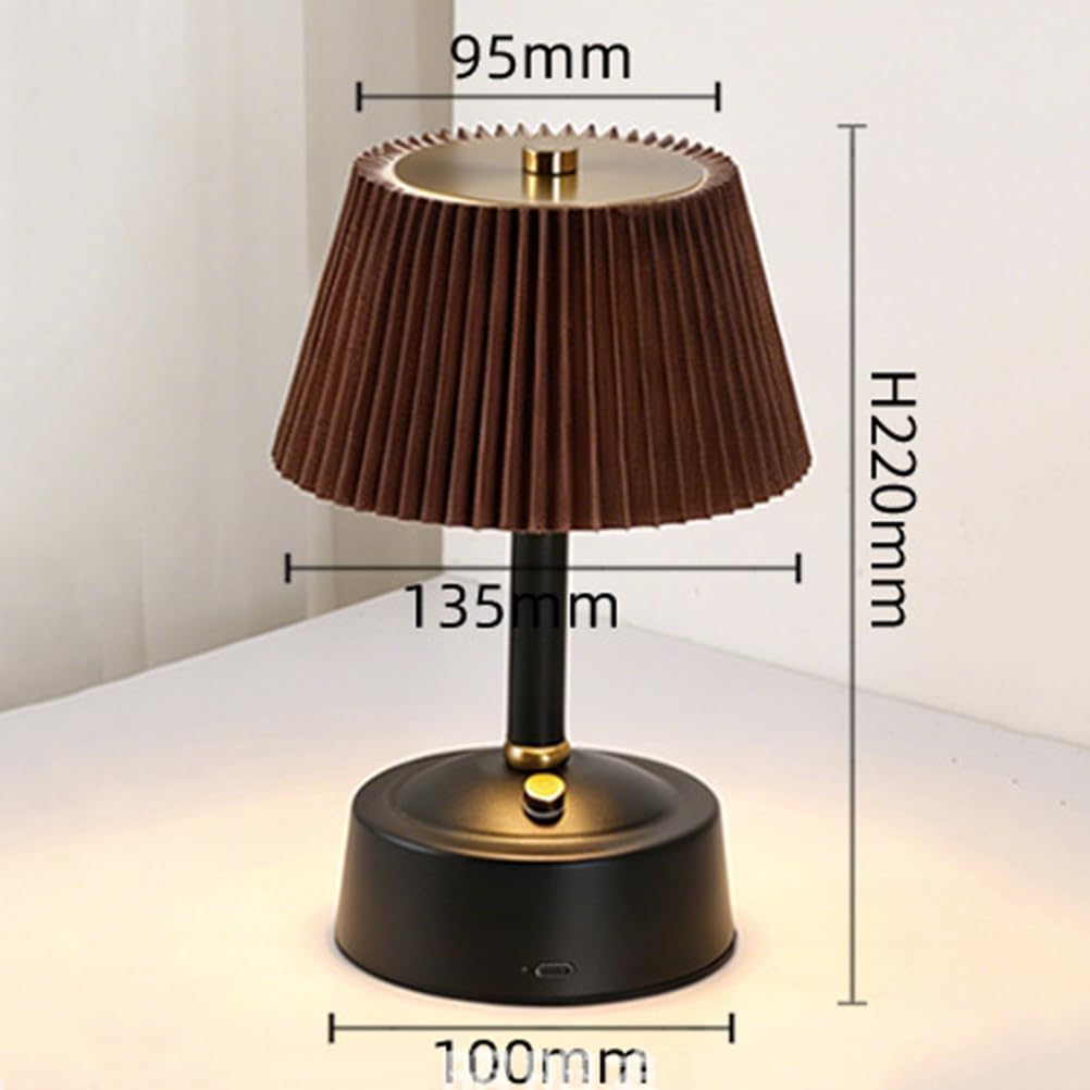 AoLa Lampada da tavolo Lampada da tavolo a LED vintage wireless Batteria Lampada da comodino touch ricaricabile USB Dimmerabile con paralume in tessuto Lampada wireless a batteria,Nero